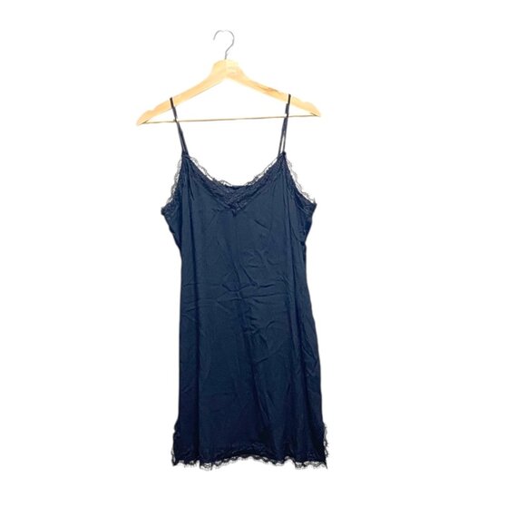 Express Y2K Lace Trim Slip Dress Black Size L Minimalist Fairy Whimsigoth Boho - Picture 2 of 12